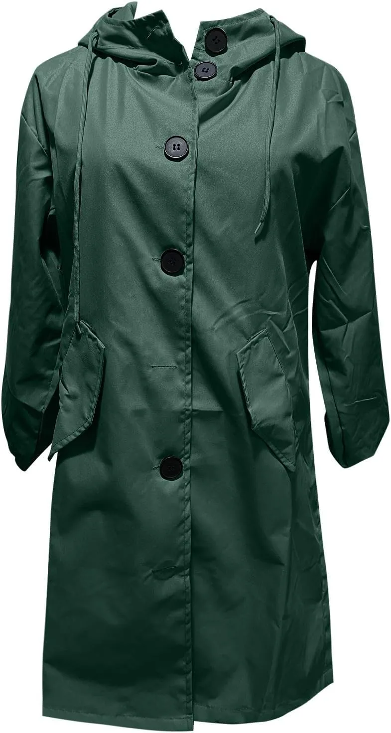 Windproof Classic Hooded Coat Outwear Womens Elegant Windbreaker Wild Winter Women'S Womens Oversized Long Trench