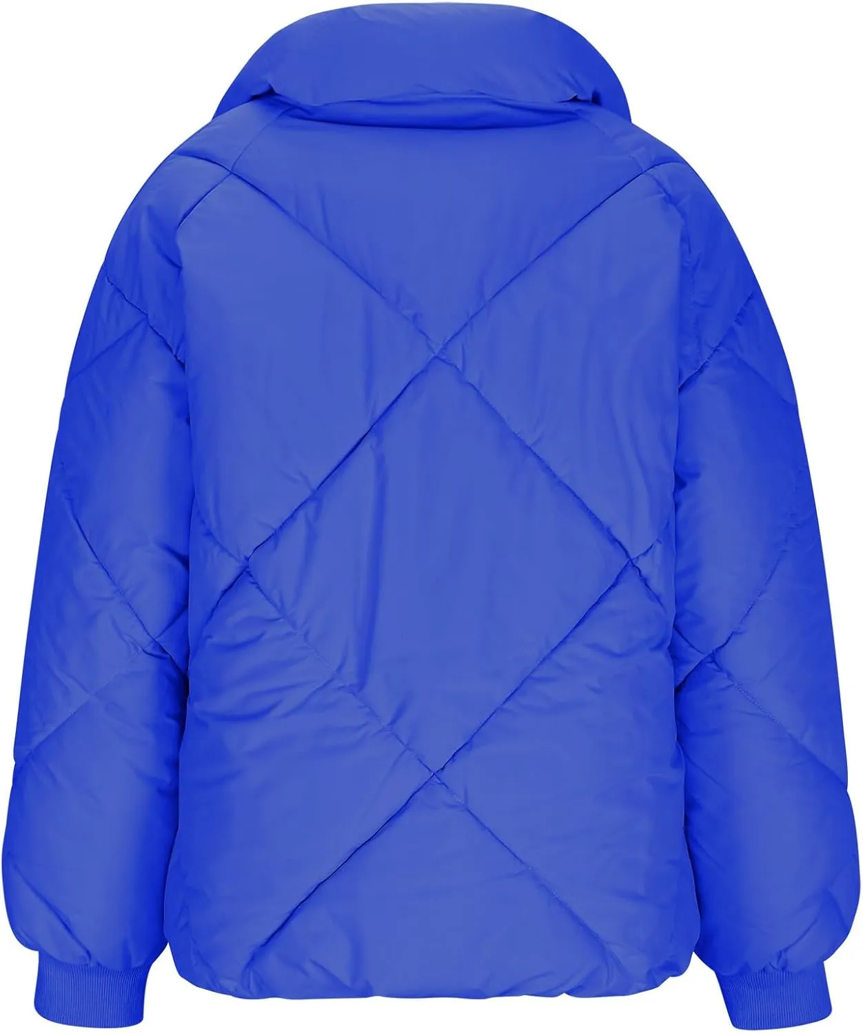 Winter Puffer Coats for Women Full Zipper Cotton-Padded Jacket Button Long Sleeve Pockets Warm Quilted Outerwear
