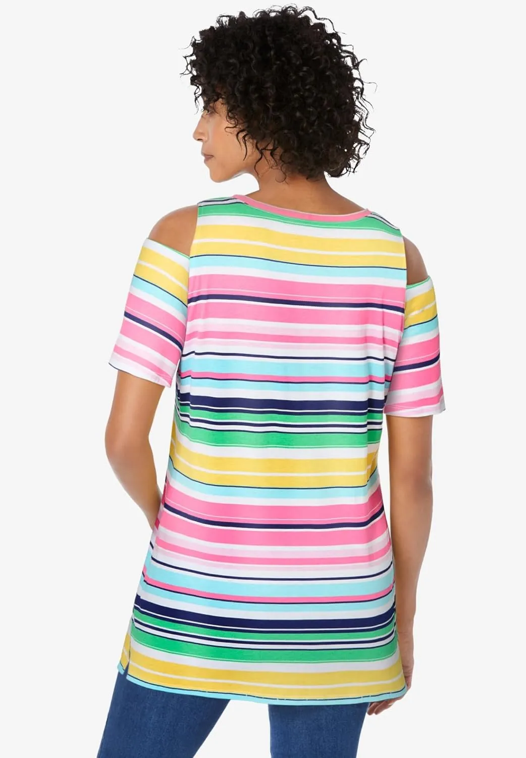 Woman Within Plus Size Short-Sleeve Cold-Shoulder Tee