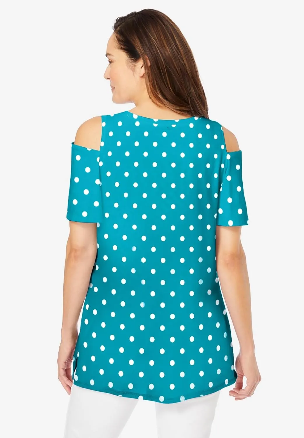 Woman Within Plus Size Short-Sleeve Cold-Shoulder Tee