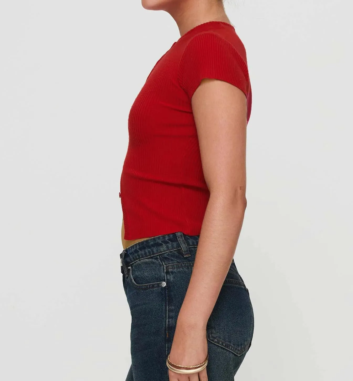 Women Basic Button Down Short Sleeve Crop Tee Tops Open Front Ribbed Knit Crewneck Tight Fitted T Workout Shirts