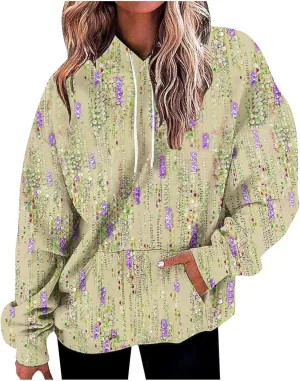 Women Cute Oversize Hoodies,Women's Fashion Crewneck Hooded Sweatshirts Stripes Graphic Daily Long Sleeve Hoodie