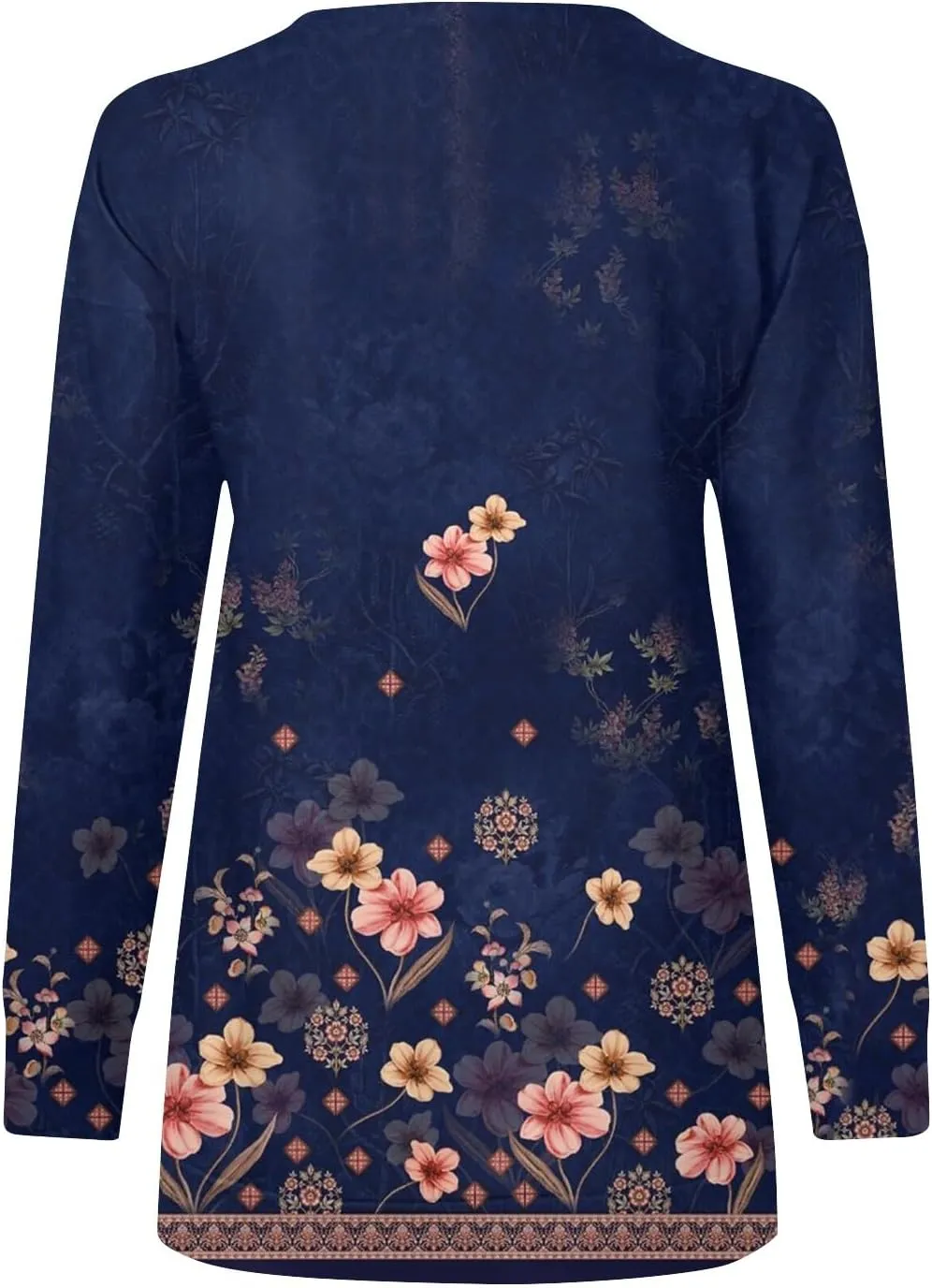 Women Floral Print Crew Neck Half Zip Long Sleeve Sweatshirt 2024 Casual Long Sleeve Tops Loose Fall Clothes