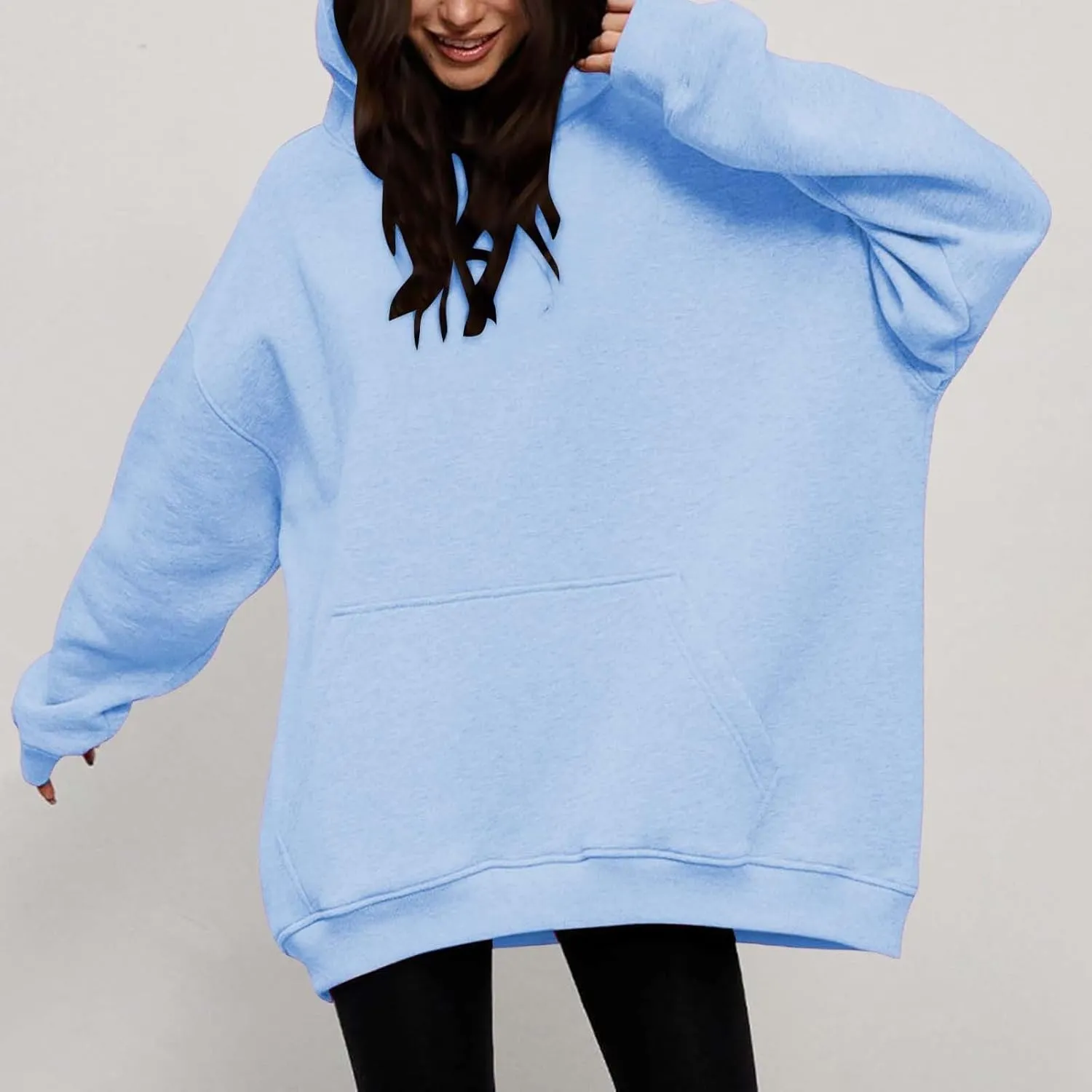 Women Oversized Hoodies Fleece Hooded Sweatshirts With Pockets Casual Long Sleeve Drop Shoulder Pullover