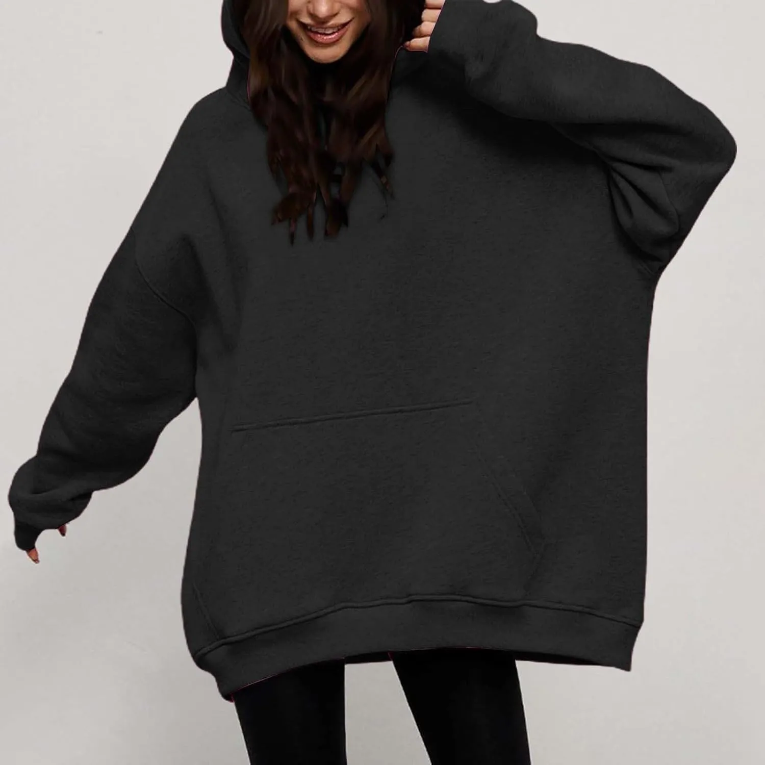 Women Oversized Hoodies Fleece Hooded Sweatshirts With Pockets Casual Long Sleeve Drop Shoulder Pullover