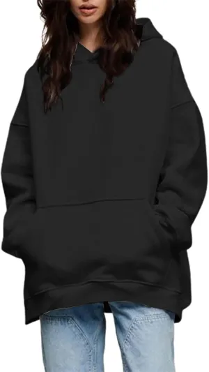 Women Oversized Hoodies Fleece Hooded Sweatshirts With Pockets Casual Long Sleeve Drop Shoulder Pullover