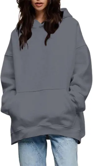 Women Oversized Hoodies Fleece Hooded Sweatshirts With Pockets Casual Long Sleeve Drop Shoulder Pullover