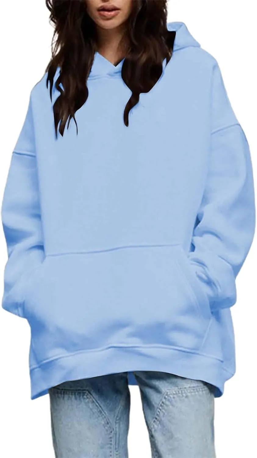 Women Oversized Hoodies Fleece Hooded Sweatshirts With Pockets Casual Long Sleeve Drop Shoulder Pullover