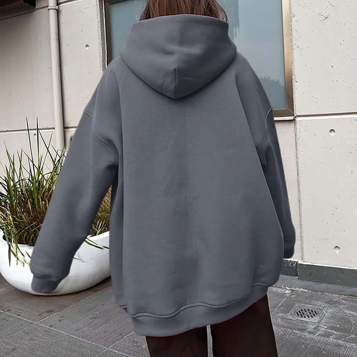 Women Oversized Hoodies Fleece Hooded Sweatshirts With Pockets Casual Long Sleeve Drop Shoulder Pullover