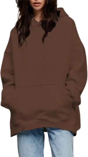 Women Oversized Hoodies Fleece Hooded Sweatshirts With Pockets Casual Long Sleeve Drop Shoulder Pullover