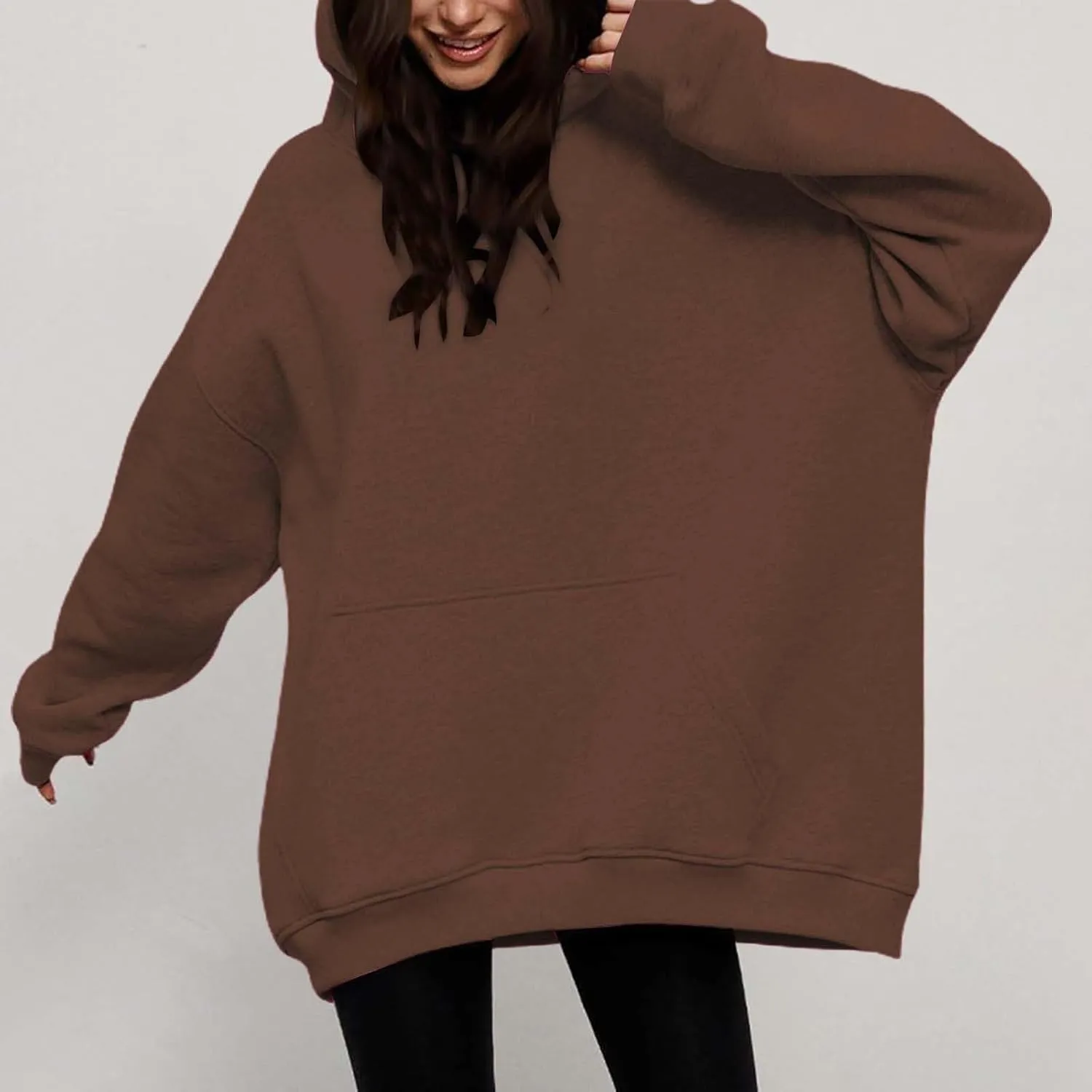 Women Oversized Hoodies Fleece Hooded Sweatshirts With Pockets Casual Long Sleeve Drop Shoulder Pullover