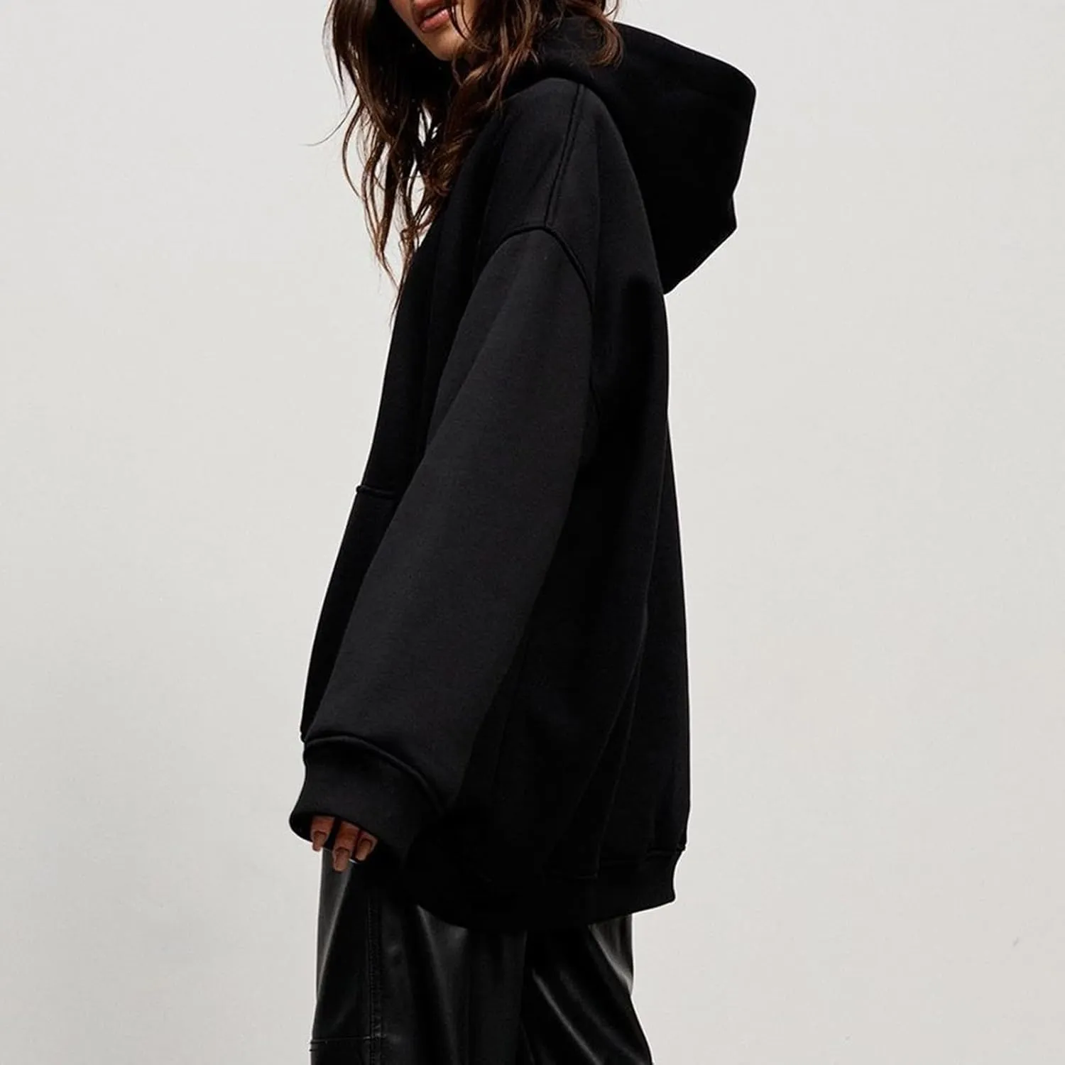 Women Oversized Hoodies Fleece Hooded Sweatshirts With Pockets Casual Long Sleeve Drop Shoulder Pullover