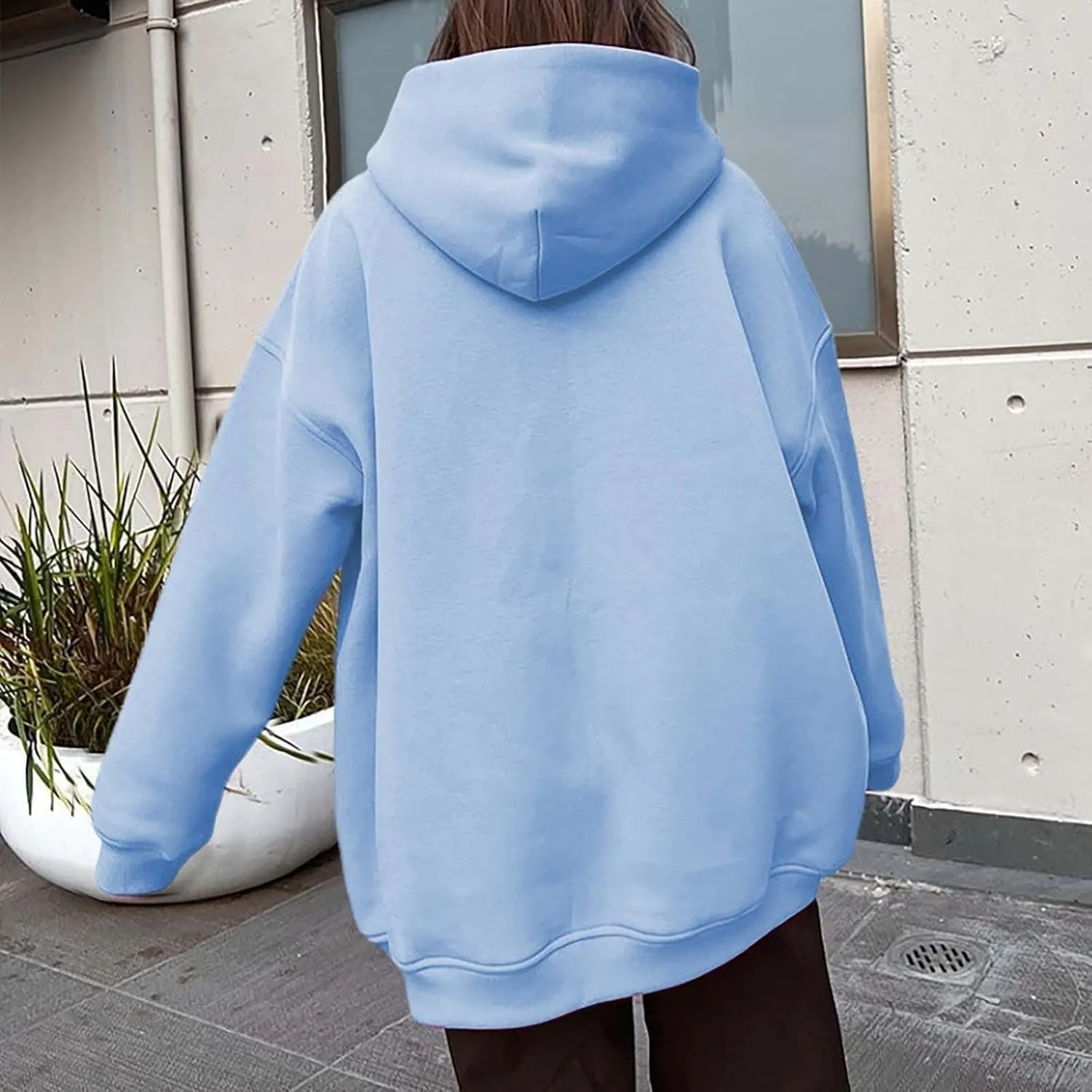 Women Oversized Hoodies Fleece Hooded Sweatshirts With Pockets Casual Long Sleeve Drop Shoulder Pullover
