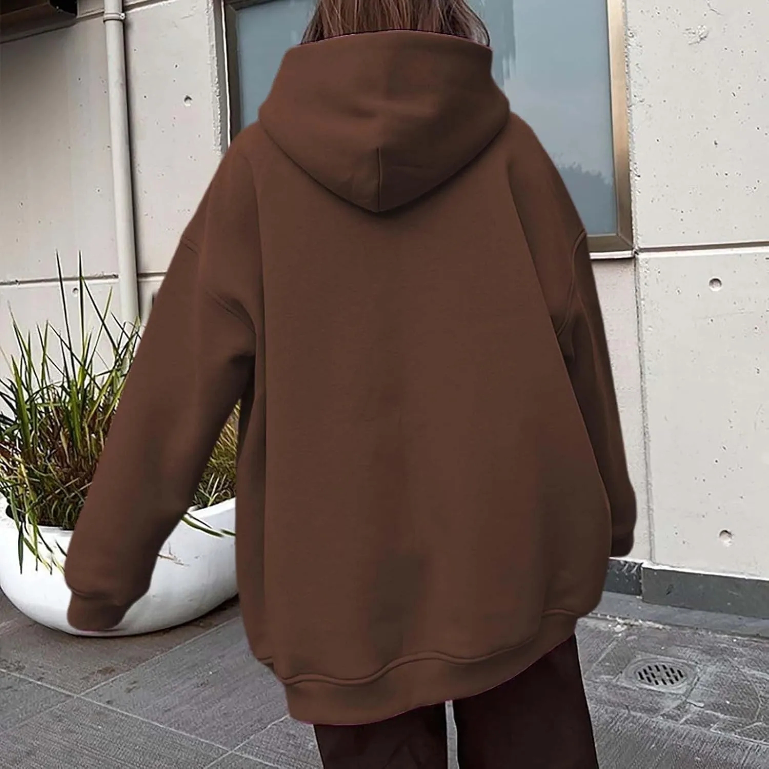 Women Oversized Hoodies Fleece Hooded Sweatshirts With Pockets Casual Long Sleeve Drop Shoulder Pullover