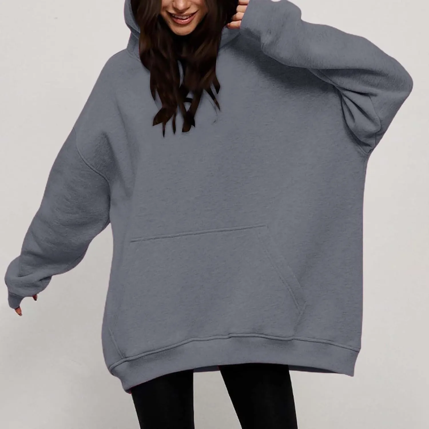 Women Oversized Hoodies Fleece Hooded Sweatshirts With Pockets Casual Long Sleeve Drop Shoulder Pullover
