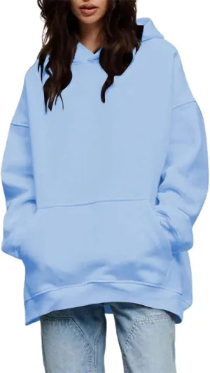 Women Oversized Hoodies Fleece Hooded Sweatshirts With Pockets Casual Long Sleeve Drop Shoulder Pullover