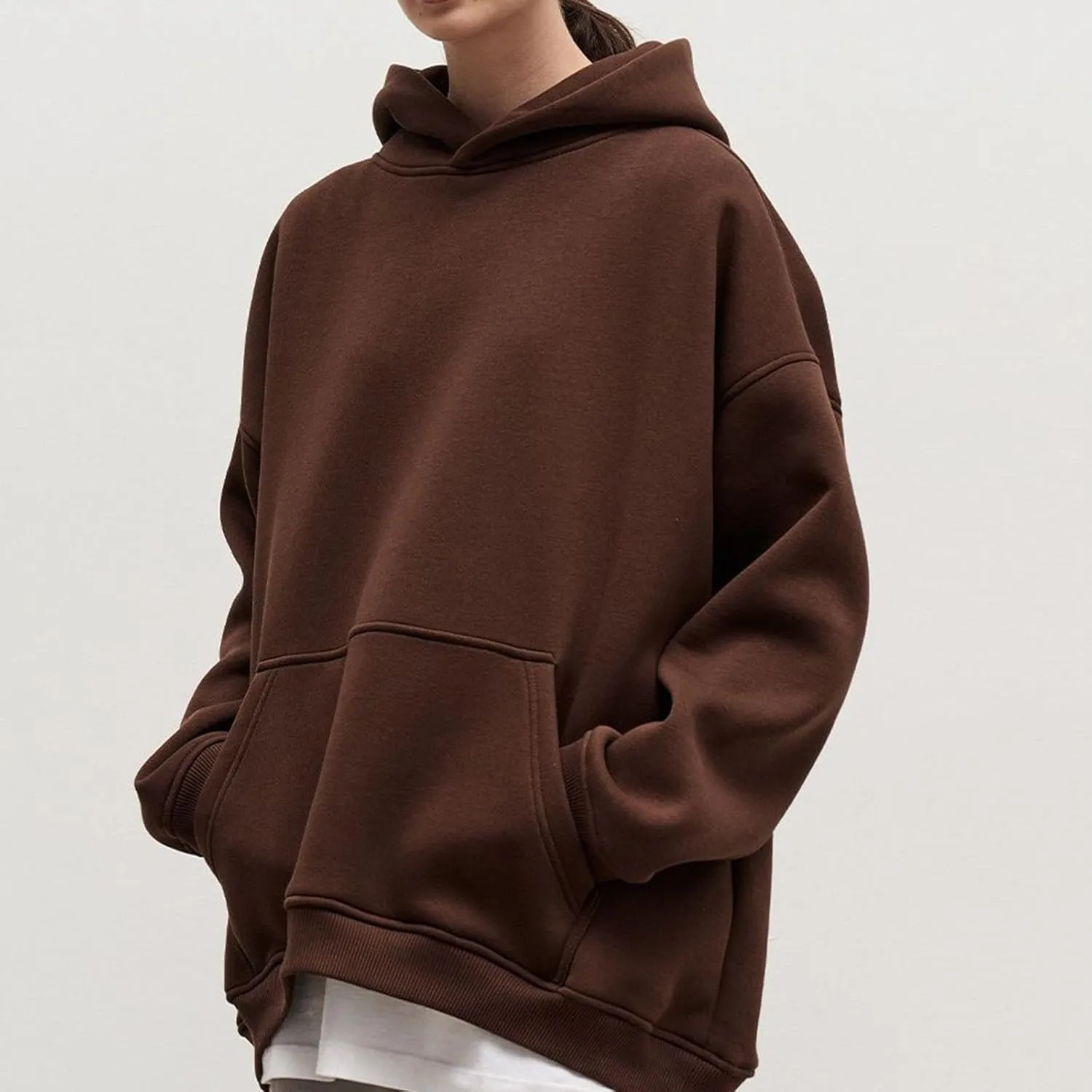 Women Oversized Hoodies Fleece Hooded Sweatshirts With Pockets Casual Long Sleeve Drop Shoulder Pullover