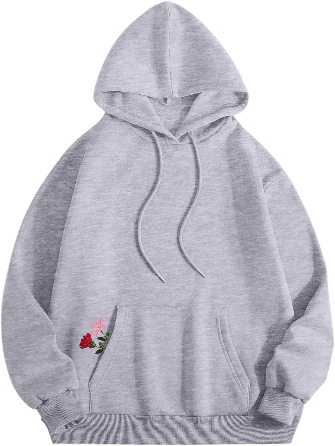 Women Sweatshirts Graphic Hoodies Oversized Pullover Flower Casual Long Sleeve Hooded Drawstring Sweatshirt
