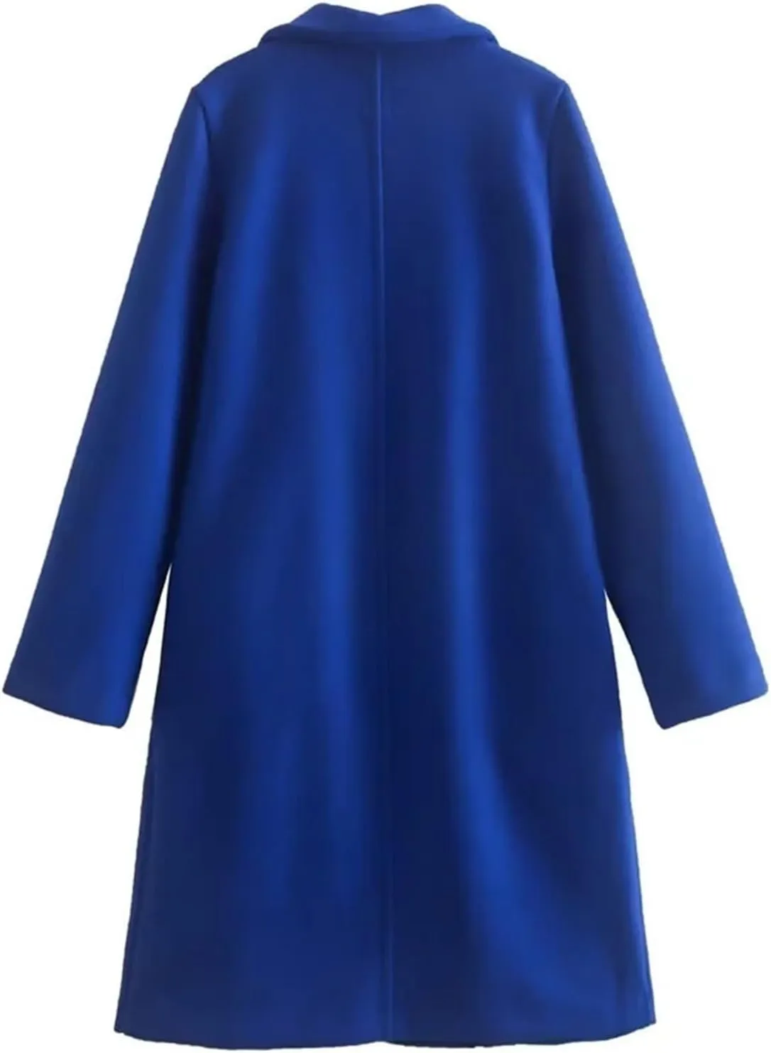 Women Winter Coats Wool Blend Mid Long Trench Coats Notch Lapel Open Front Pea Coat Elegant Work Office Jackets