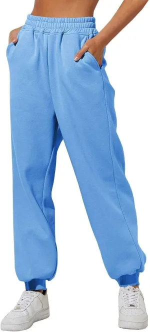 Women's Black Elastic Waist Jogging Pants,Casual Sports Trousers Baggy Harem Pants with Pockets Spring Autumn Gym Sports Hip Hop Trousers,Blue,XXL