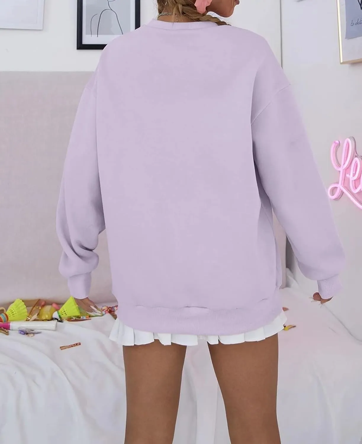 Womens California Letter Graphic Oversize Fleece Sweatshirt Crew Neck Drop Shoulder Pullover Y2K Fall Teens