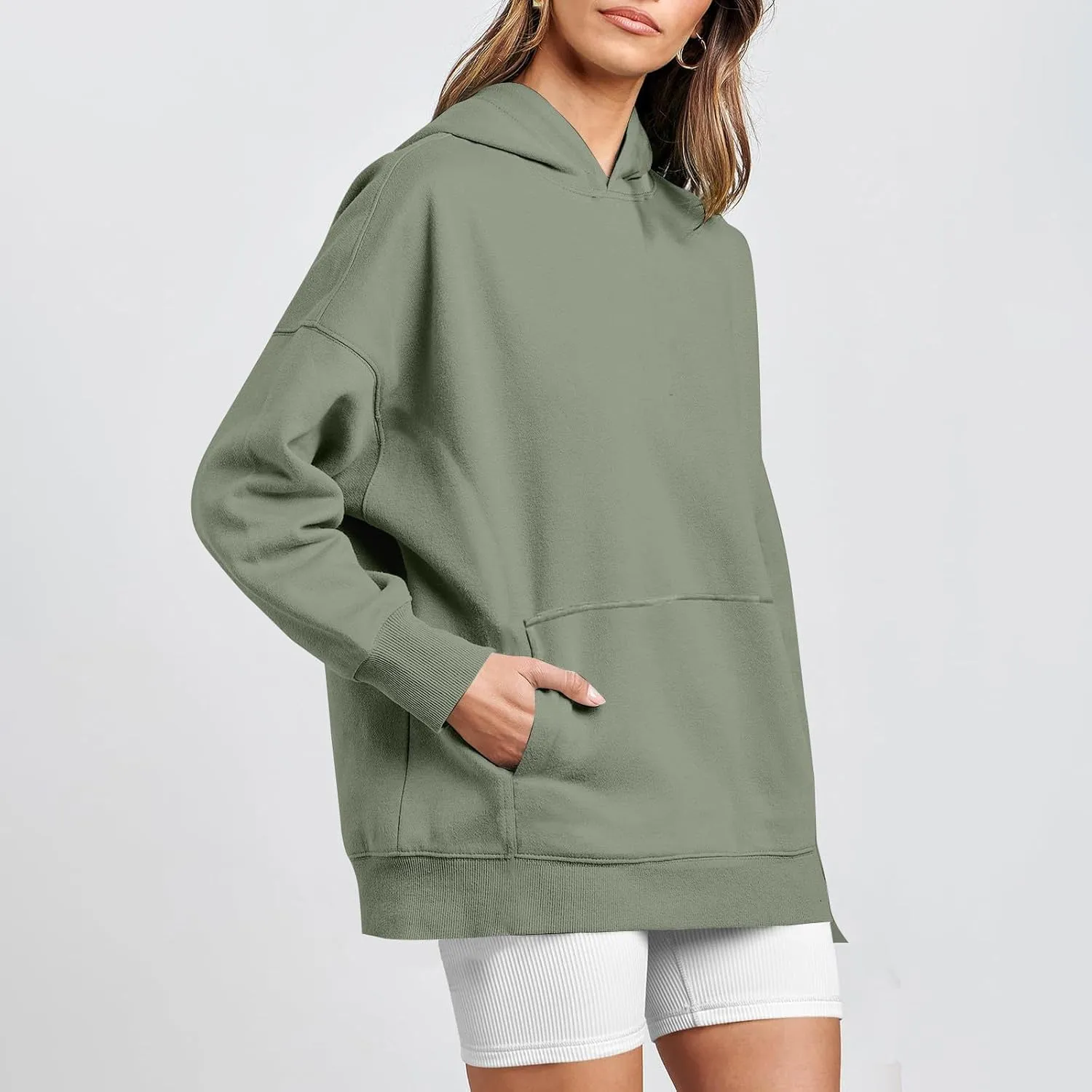 Women's Camo Hoodie Maple-Leaf Print Oversized Sweatshirt Fleece Hooded Sweatshirts with Pocket Casual Fall Pullover