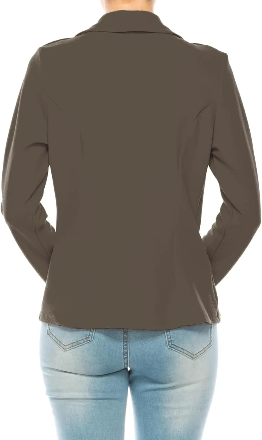 Women's Casual Solid Office Work Wear Long Sleeve Fitted Open Front Blazer Jacket