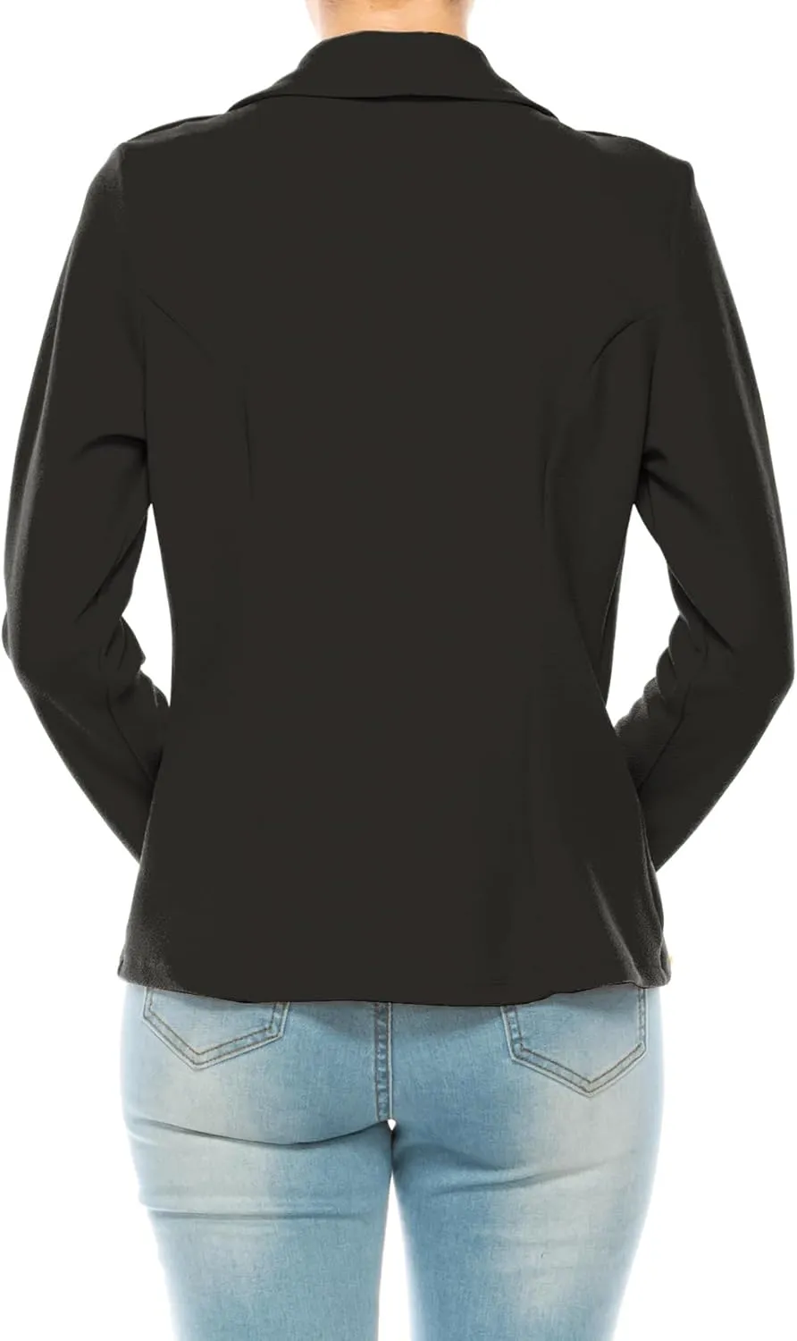 Women's Casual Solid Office Work Wear Long Sleeve Fitted Open Front Blazer Jacket