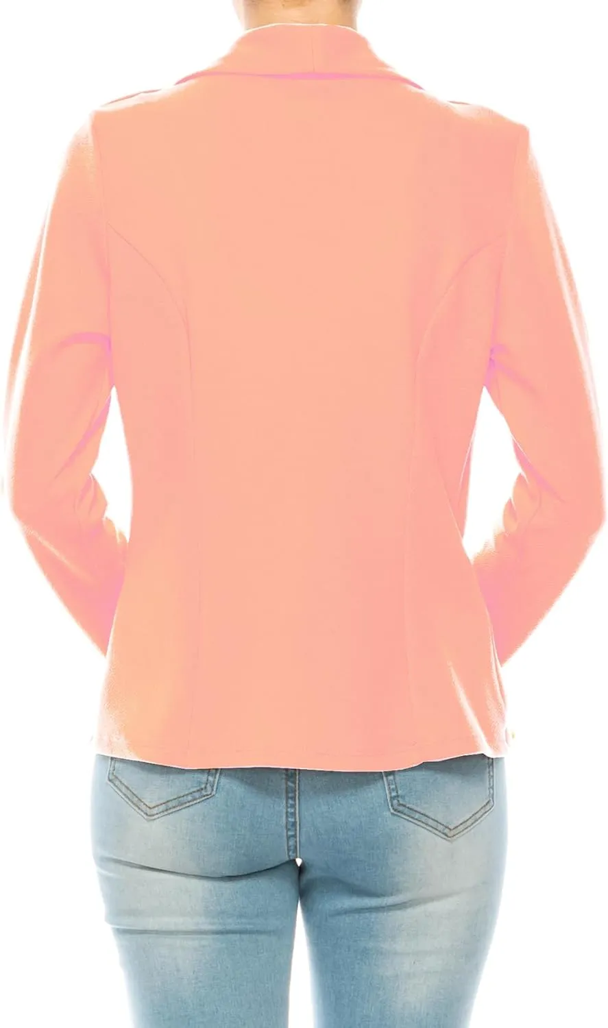 Women's Casual Solid Office Work Wear Long Sleeve Fitted Open Front Blazer Jacket