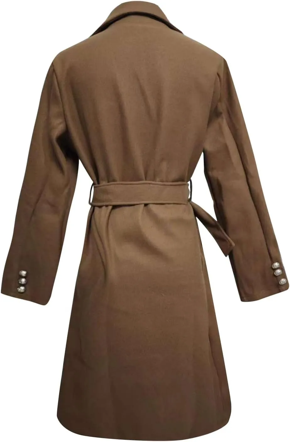 Womens Classic Coat Winter Slim Fit Pea Coat Lapel Collar Open Front Belted Long Jacket Warm Oversized Trench Coats