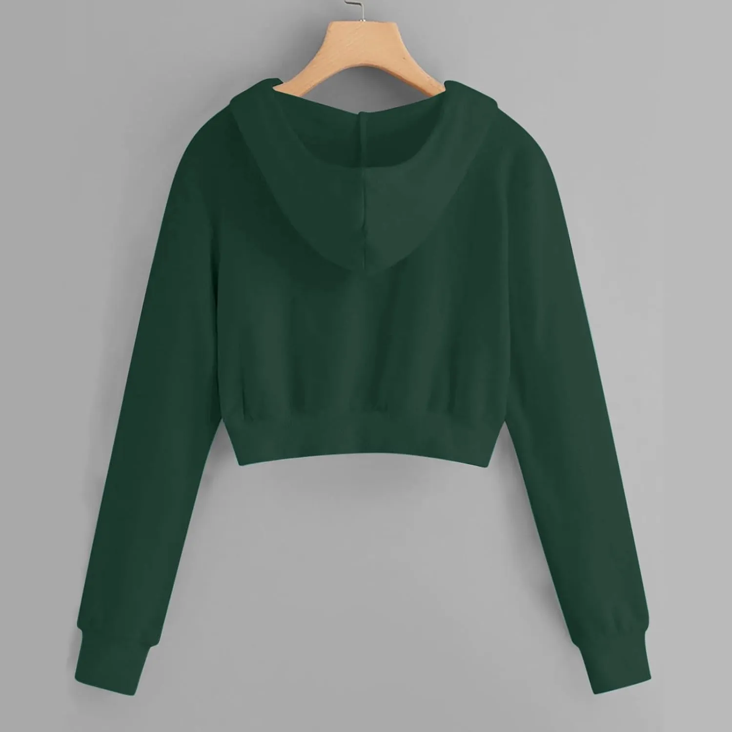 Women's Crop Tops Zip Up Hoodies Teen Girls Fall Jacket Casual Workout Long Sleeve Cropped Sweatshirts Y2K Clothes