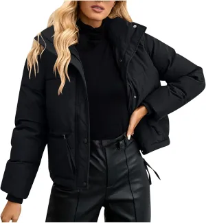 Women's Diamond Quilted Jackets Trendy 2024 Lightweight Casual Bomber Jacket Warm Cotton Padded Coats for Winter