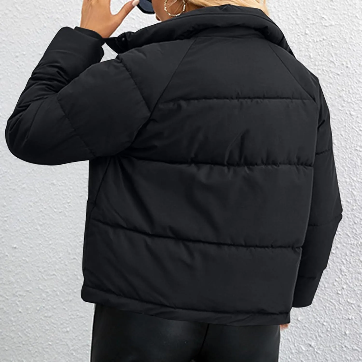 Women's Diamond Quilted Jackets Trendy 2024 Lightweight Casual Bomber Jacket Warm Cotton Padded Coats for Winter