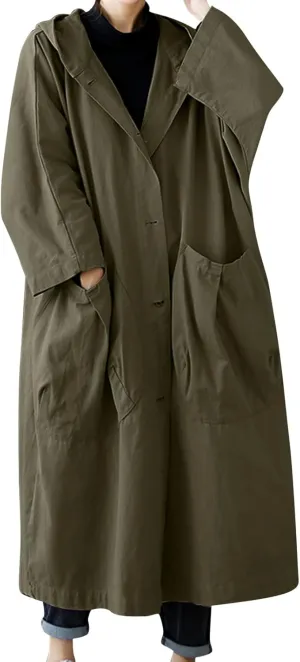 Womens Double Breasted Long Trench Coat Elegant Windbreaker Wild Winter Women'S Coat Double-Breasted Long Pedcoat