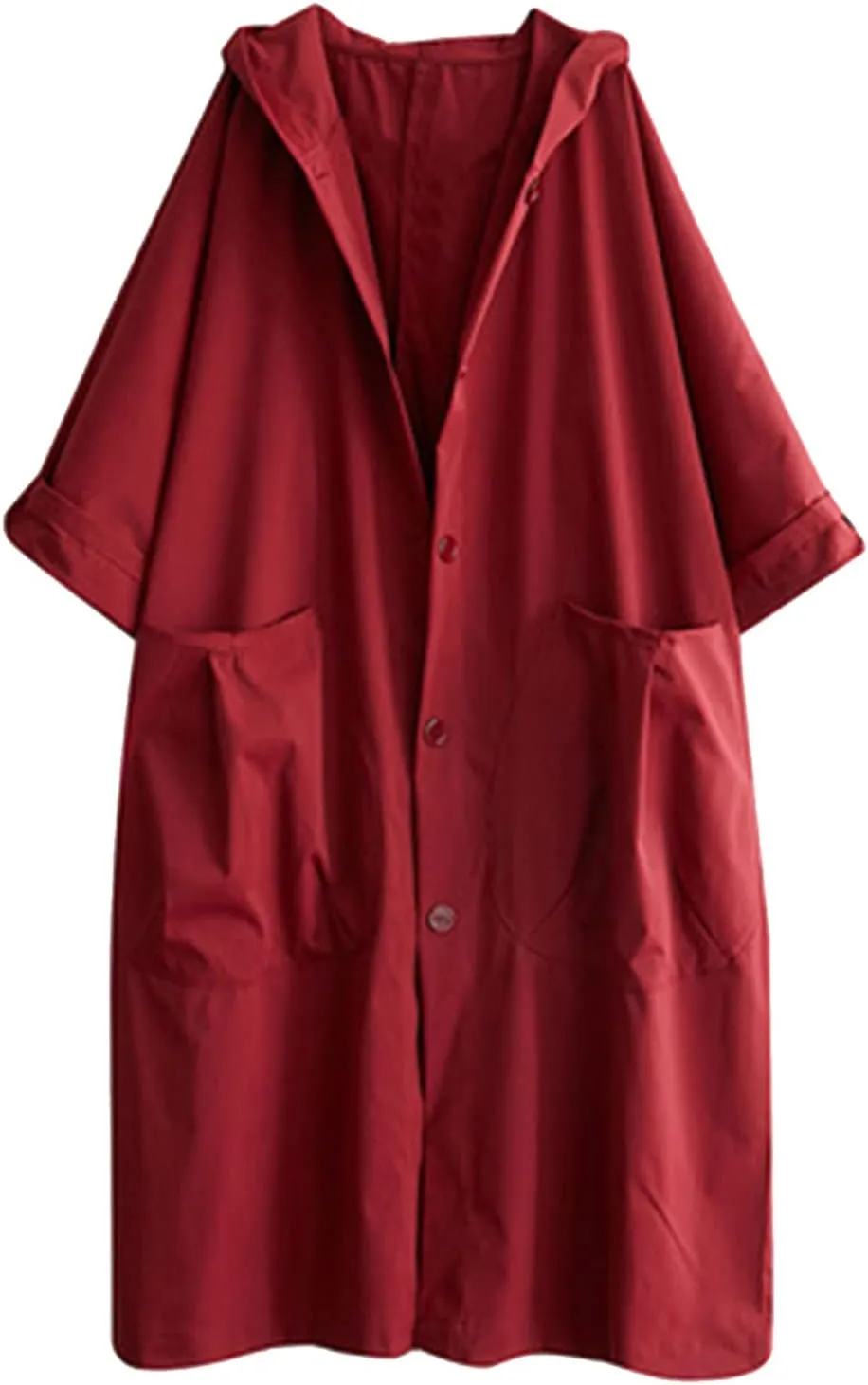 Womens Double Breasted Trench Coat Pocket Cardigan Button Top Sweater Knit Hooded Coat Slim Outerwear Coats Trench