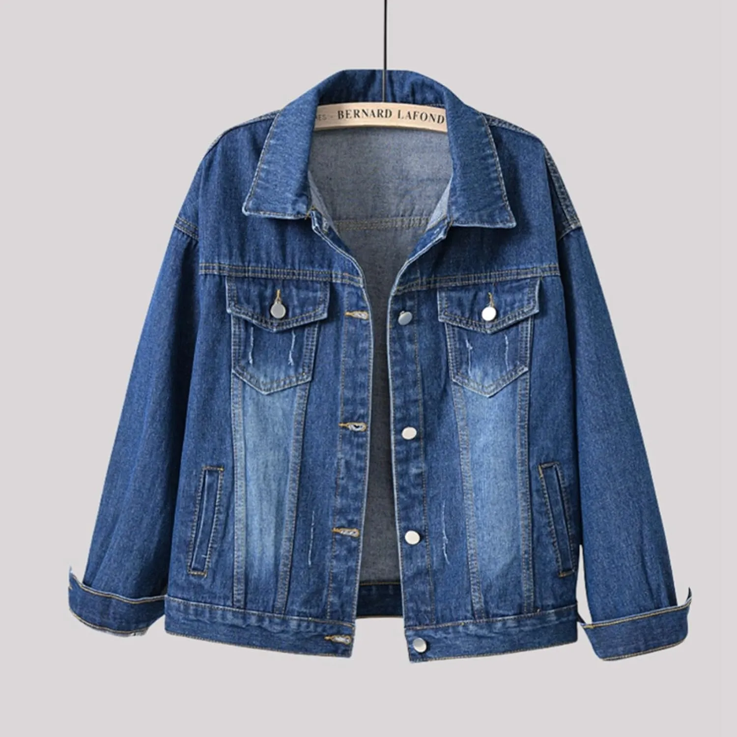 Women's Fashion Casual Colorful Solid Size Large Pocket Button Denim Coat Women's Short Coat Ladies Denim Jacket