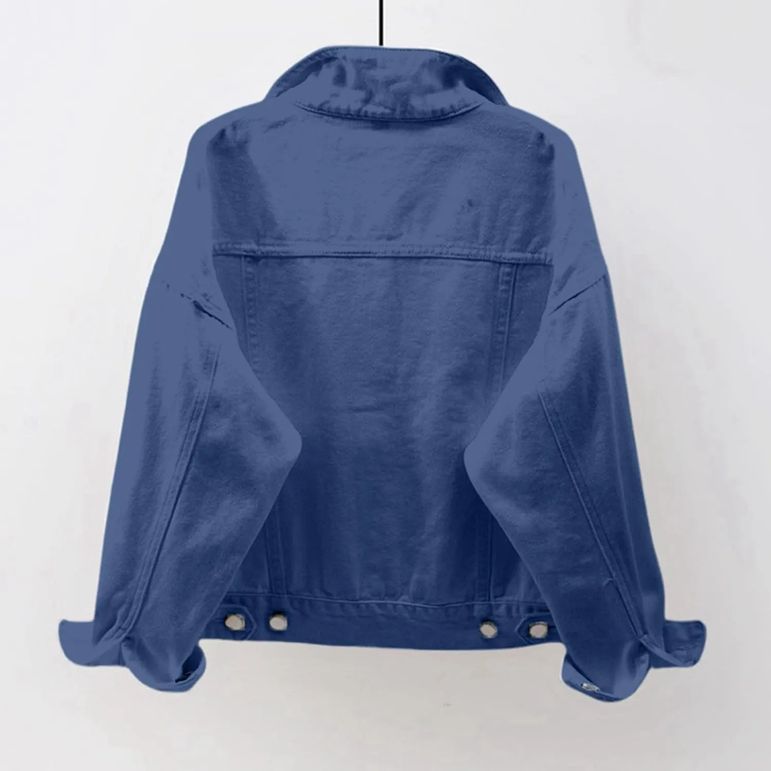 Women's Fashion Casual Colorful Solid Size Large Pocket Button Denim Coat Women's Short Coat Ladies Denim Jacket