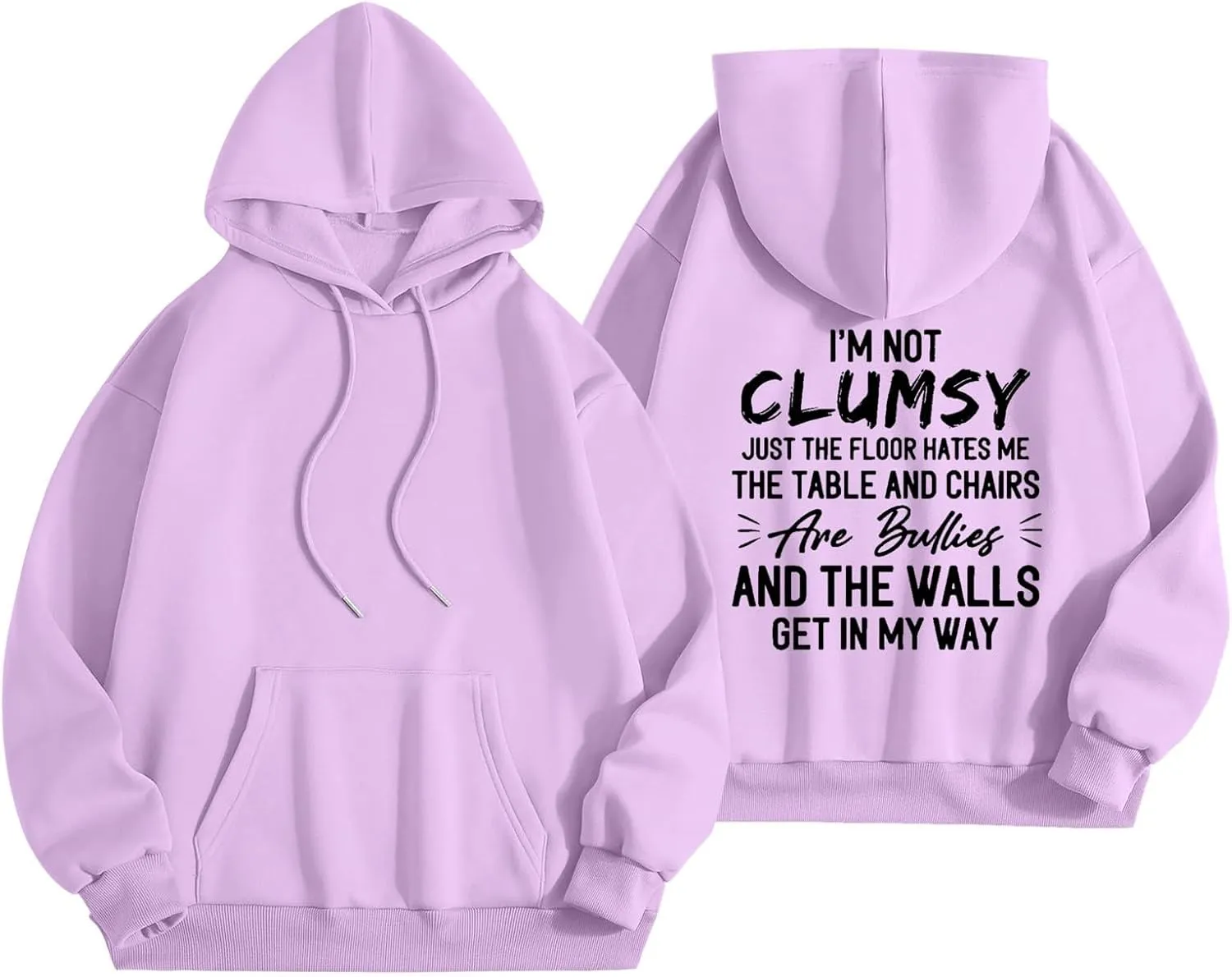 Womens Fashion Hoodies I'm Not Clumsy Print Long Sleeve with Pockets Casual Pullover Sweatshirt Tops 2024 Trendy Fall Clothes