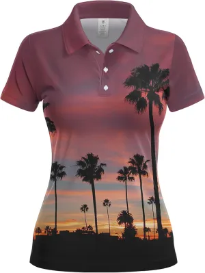 Womens Golf Shirts Hawaiian Funny Print Polo Shirt for Women Golf Shirt Athletic Shirt