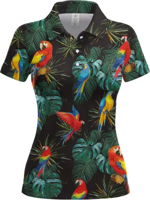 Womens Golf Shirts Hawaiian Funny Print Polo Shirt for Women Golf Shirt Athletic Shirt