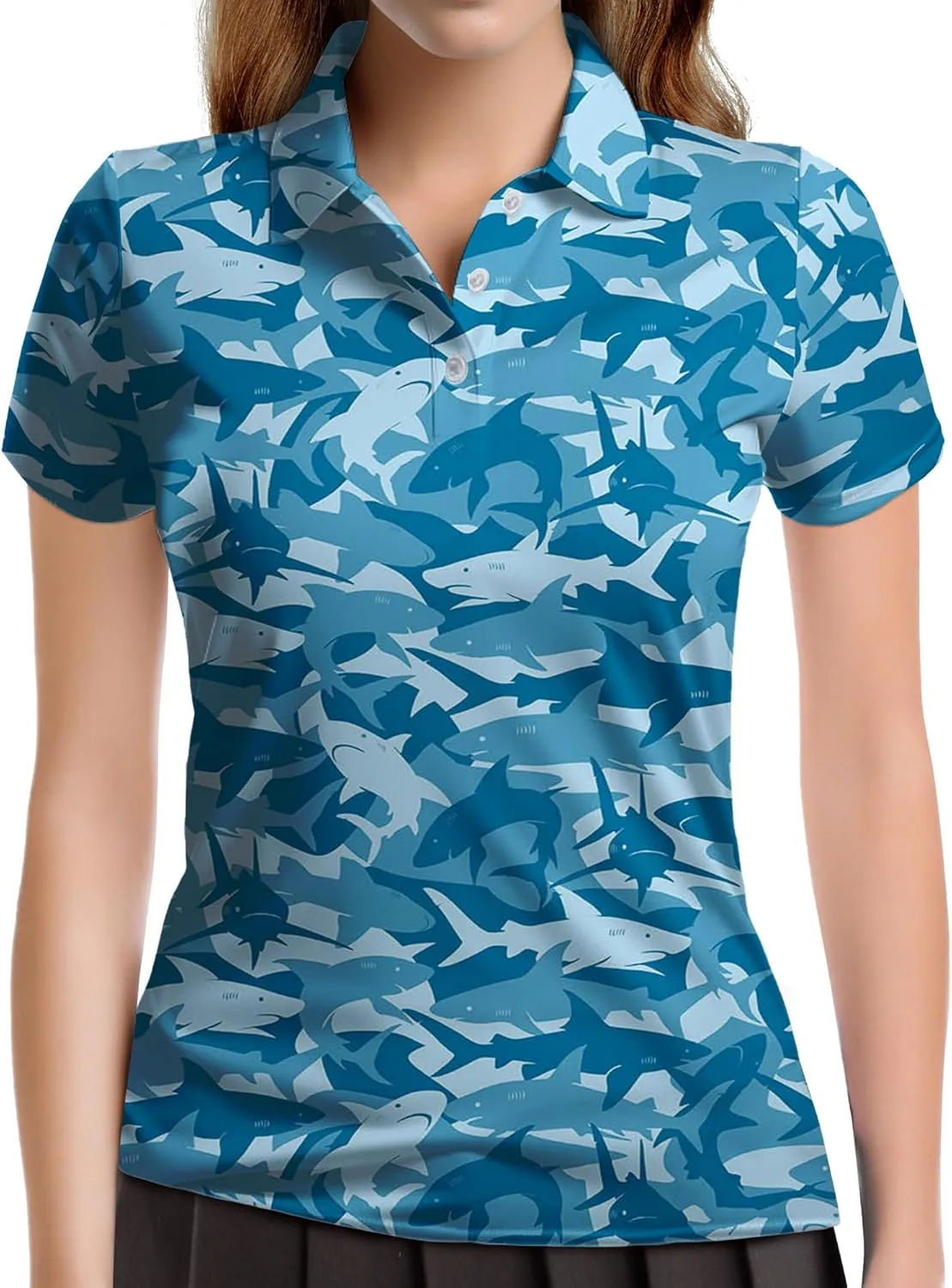 Womens Golf Shirts Hawaiian Funny Print Polo Shirt for Women Golf Shirt Athletic Shirt