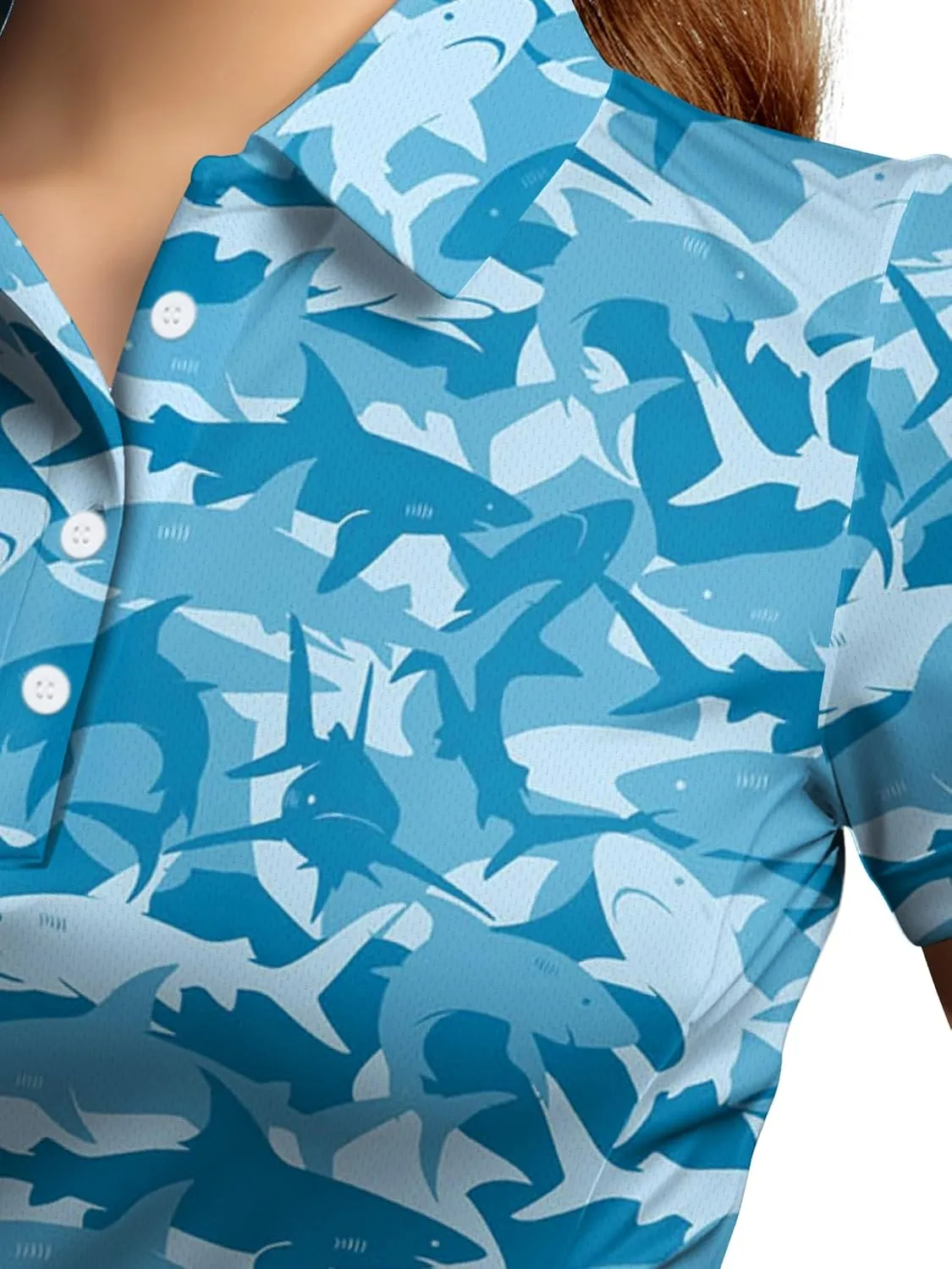 Womens Golf Shirts Hawaiian Funny Print Polo Shirt for Women Golf Shirt Athletic Shirt