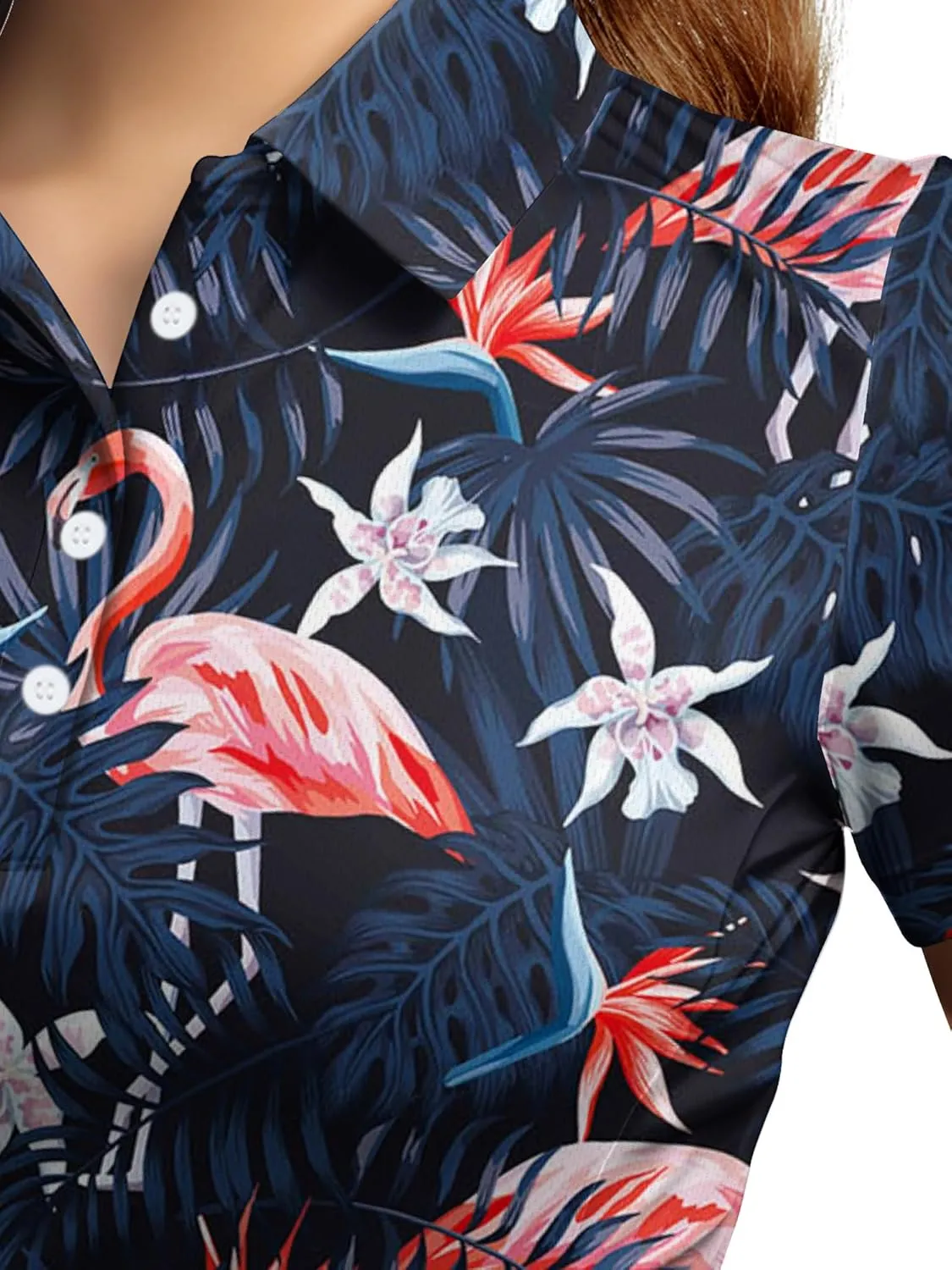 Womens Golf Shirts Hawaiian Funny Print Polo Shirt for Women Golf Shirt Athletic Shirt