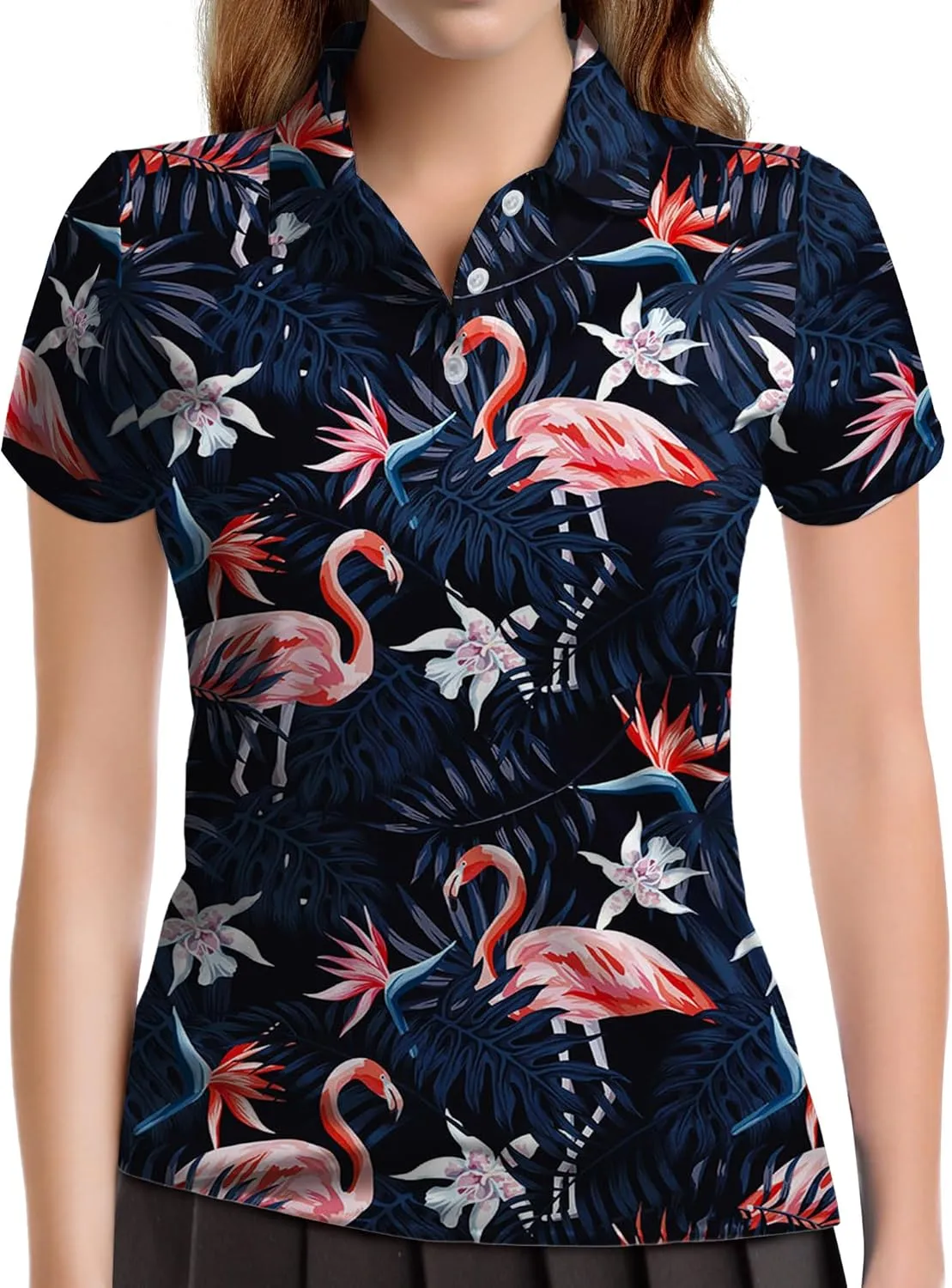 Womens Golf Shirts Hawaiian Funny Print Polo Shirt for Women Golf Shirt Athletic Shirt