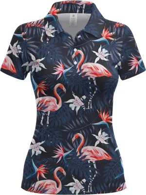 Womens Golf Shirts Hawaiian Funny Print Polo Shirt for Women Golf Shirt Athletic Shirt
