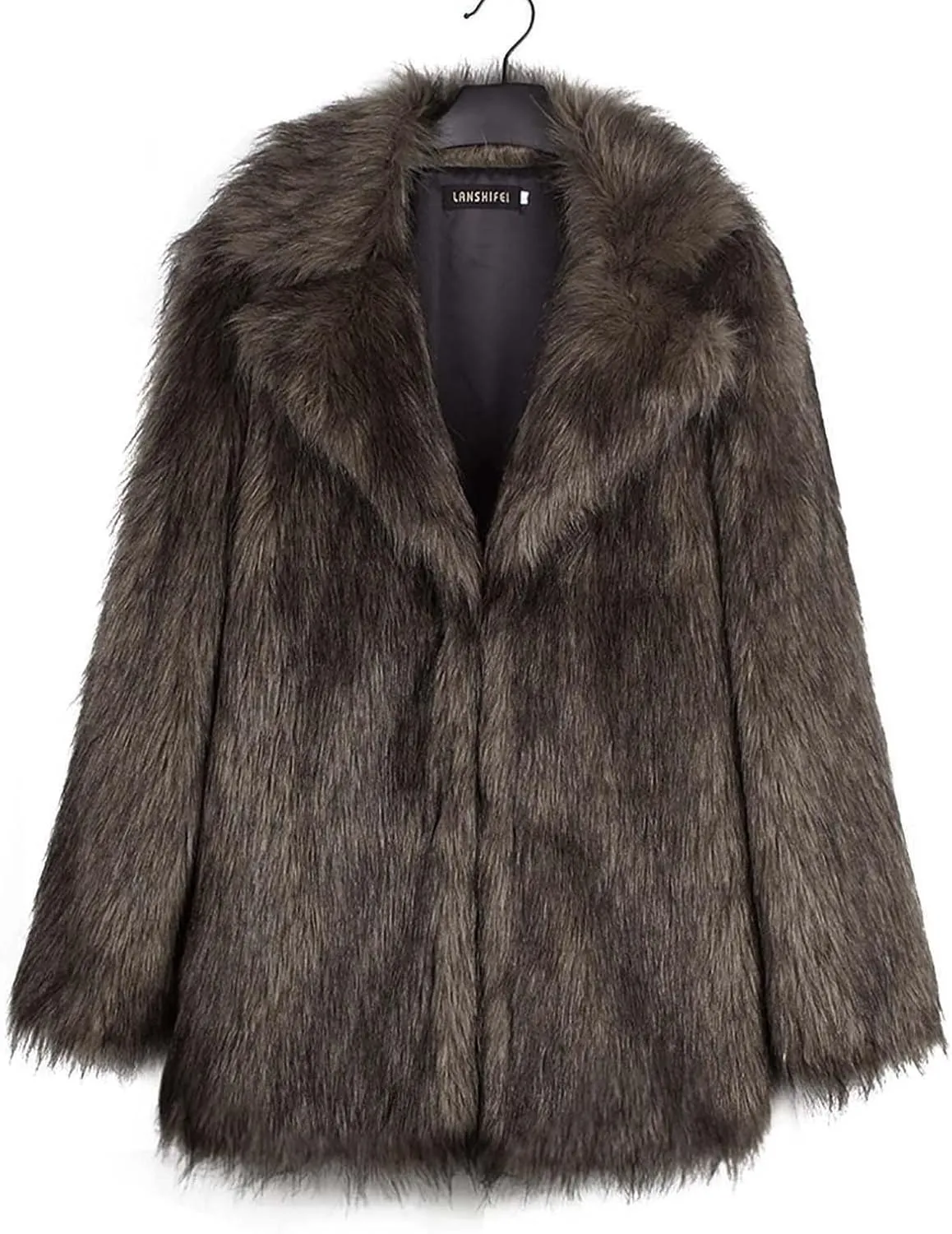 Women's Long Lapel Faux Fur Jacket Plush Shaggy Coat Elegant Warm Outerwear Cardigan Fall Winter Thicken Party Coats