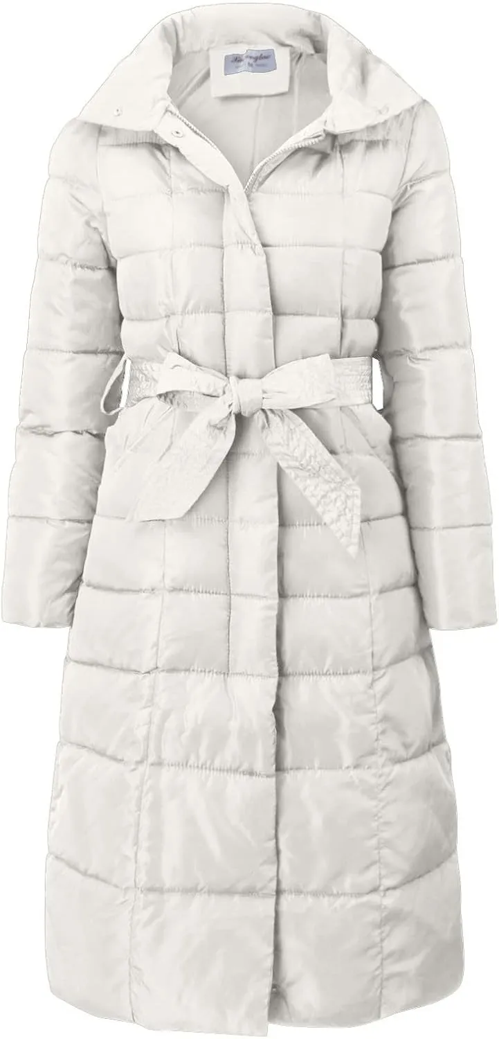Womens Long Puffer Coat Packable Down Jacket Ultralight Parkas Jacket Maxi Zip Up Thicken Hooded Padded Coat