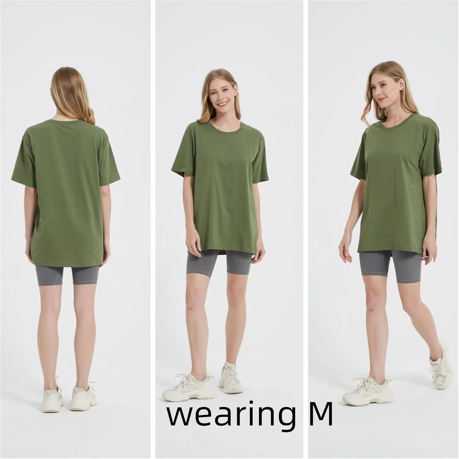 Womens Oversized Boyfriend Tee Shirts Short Sleeve Trendy Crew Neck Loose Workout Tee Casual Summer Tops Cotton