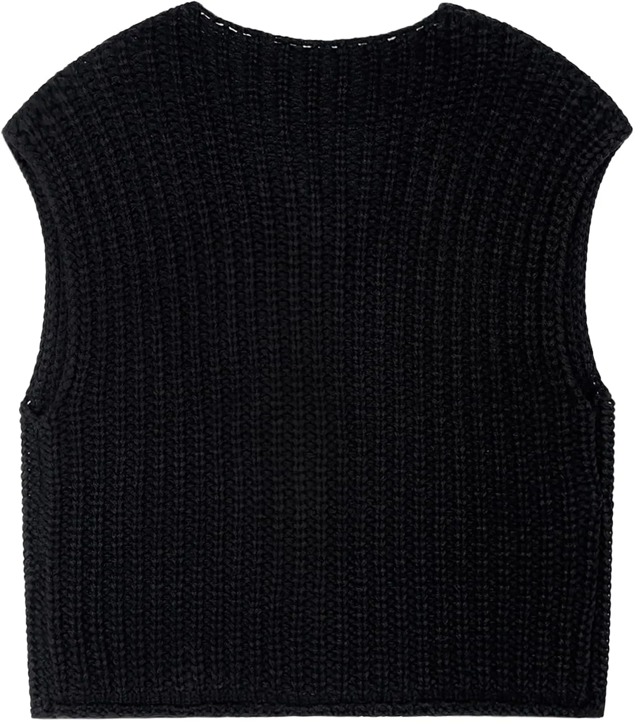 Women's Oversized Cute Cap Sleeve Sweater Vest Fall 2024 Lightweight Crochet Waffle Chunky Knit Button Cardigan Top