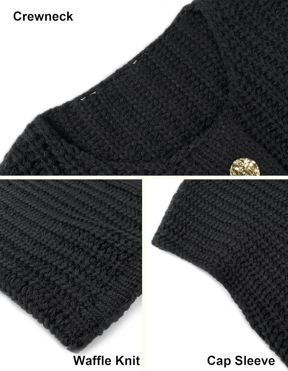 Women's Oversized Cute Cap Sleeve Sweater Vest Fall 2024 Lightweight Crochet Waffle Chunky Knit Button Cardigan Top